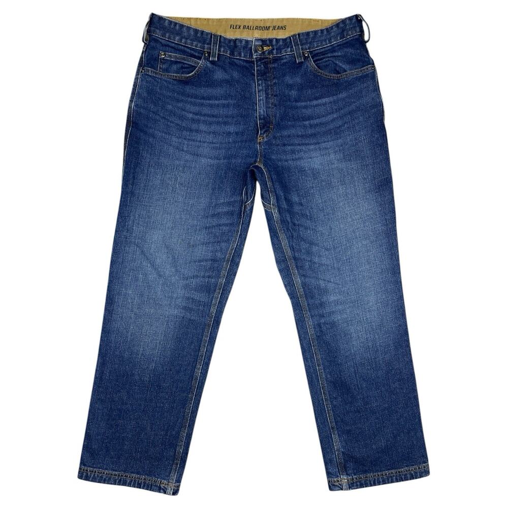 Duluth Trading Flex Ballroom Jeans 38x30 Relaxed Fit Blue Denim Workwear
